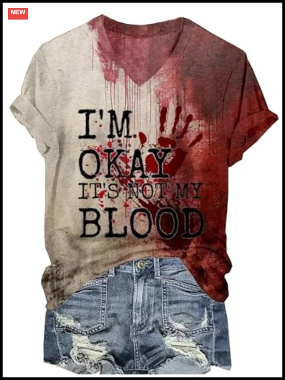 Halloween Blood Stain Graphic Tee Women's Short Sleeve Cotton Blend Casual